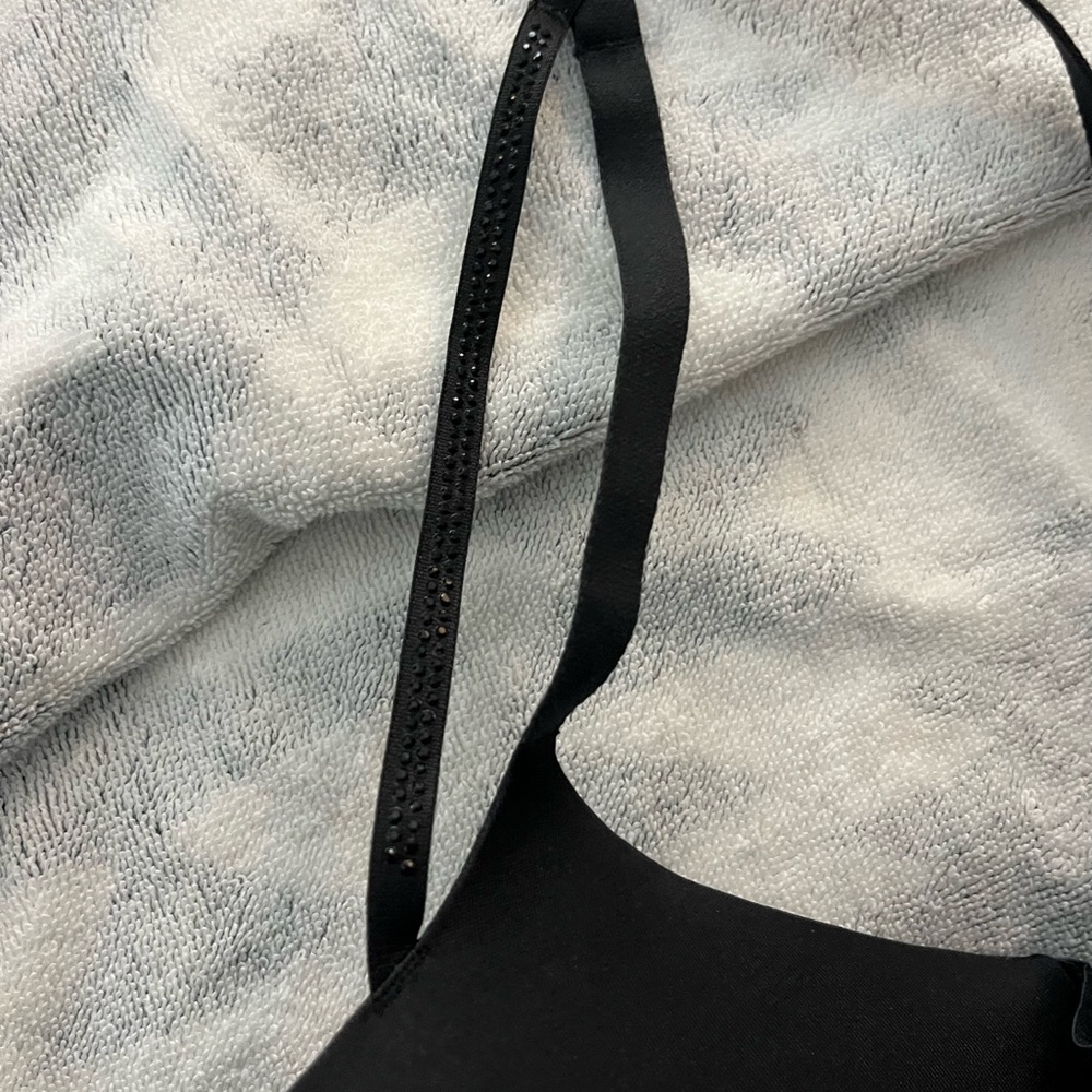 Beautiful lacy black  push up bra with double sequin strap - 38DD